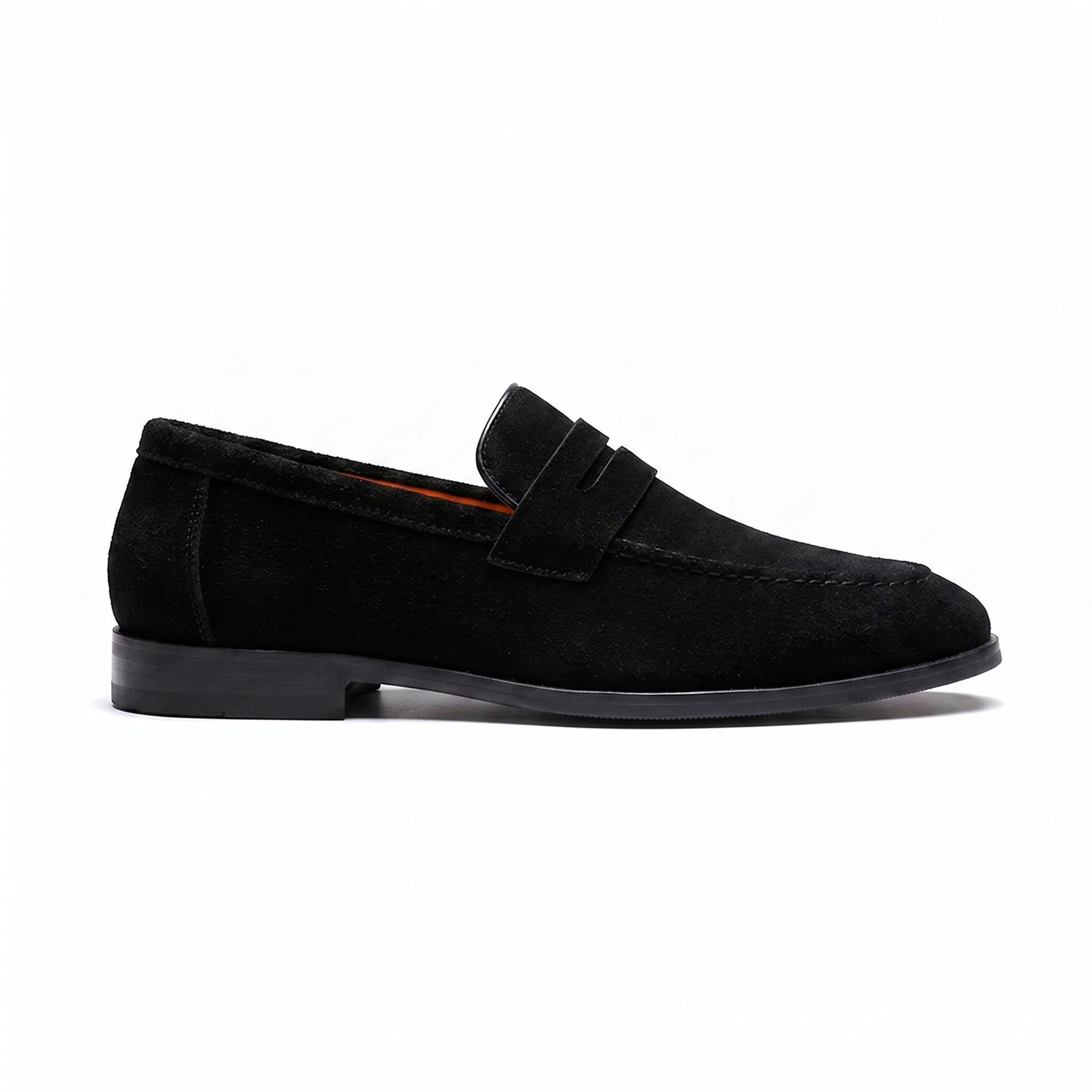 The Sloane Suede Penny Loafer — Black