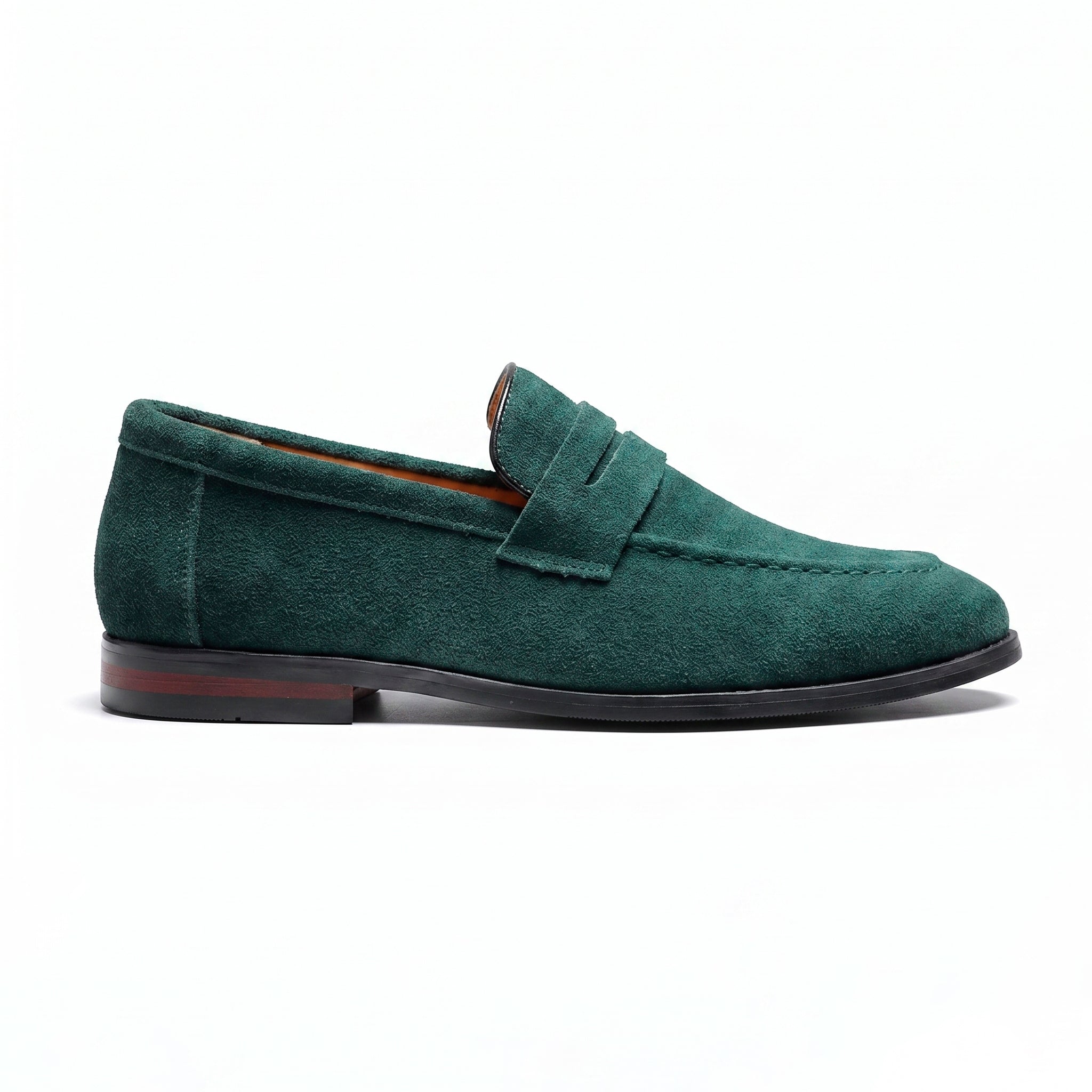 The Sloane Suede Penny Loafer — Forest Green
